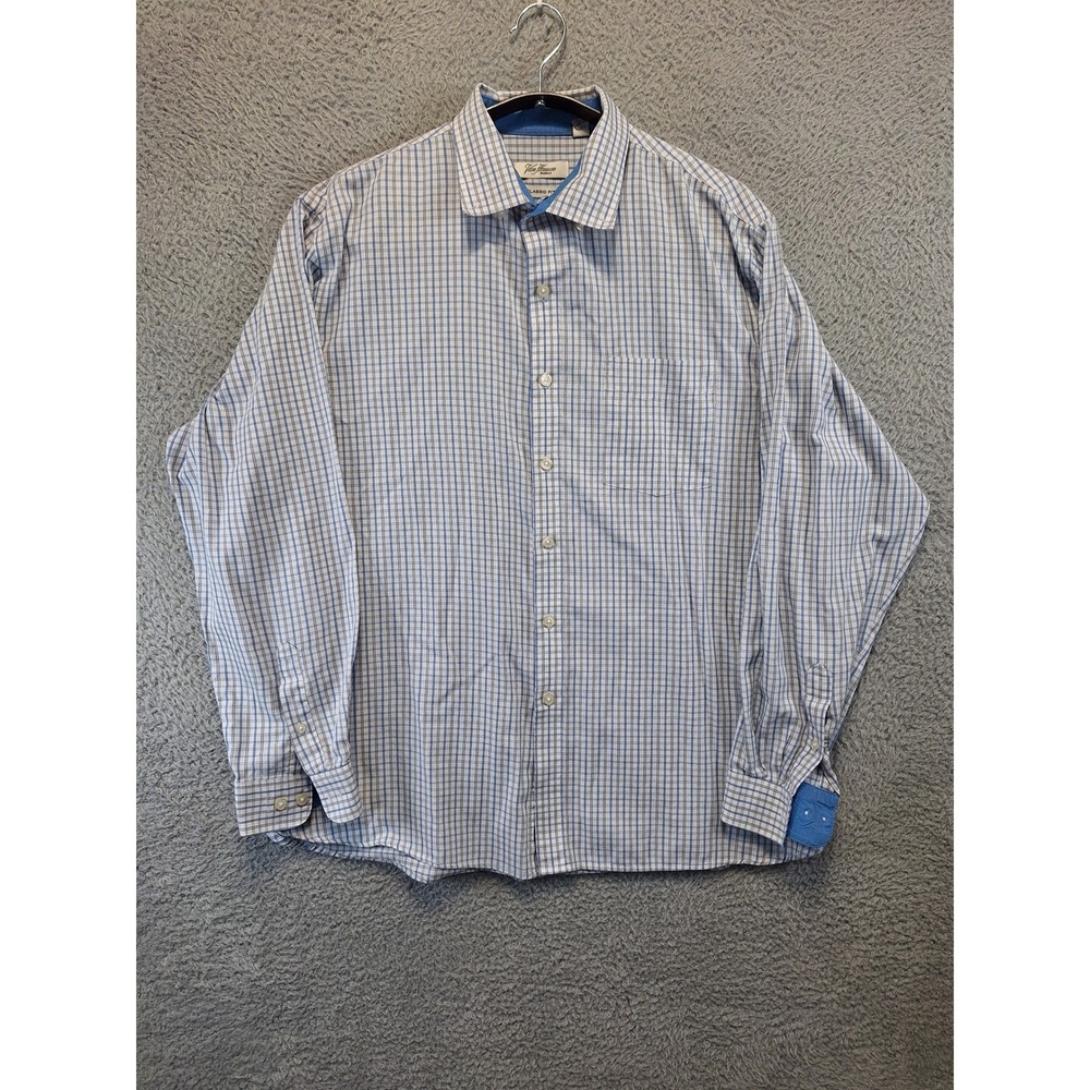 Van Heusen Originals Classic Fit Long Sleeve Plaid Dress Shirt XL Collar Button